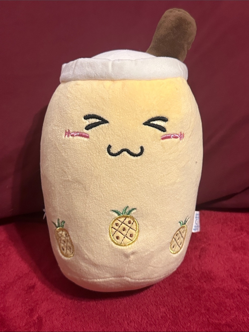 Kawaii Pineapple Boba Milk Tea 9” Plush – Cute Squishy Food Pillow